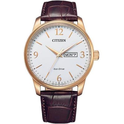 CITIZEN Eco-Drive Serie 100 Meter Waterdicht Solar Kwarts Koeienhuid Band 41,8 mm Herenhorloge Wit Wijzerplaat BM8553-16A wit