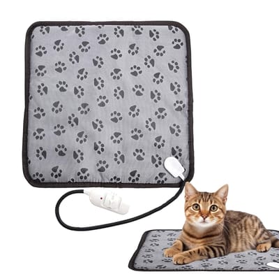 Ynkkvre - Warmtemat kat – Verwarmingsdeken voor huisdieren – Kattenmand Verwarming – Waterdichte – Verstelbare – Drie temperatuurstanden – Knaagbestendig ontwerp – Thermische beveiliging – Geschikt honden en katten