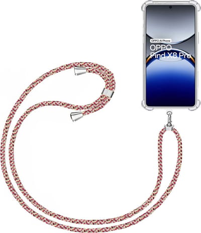 Telefoonkoord + Hoesje Geschikt voor OPPO Find X8 - Lengte Verstelbaar - Telefoonketting - Shock Proof Case - Meerkleurig