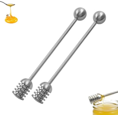 2 stuks - Honinglepels - Honingdraaier - Honeydipper - Honing Lepel RVS - Honinglepel - Honeydripper - zilver - Geschikt voor honingpotten - thee- en koffieliefhebbers