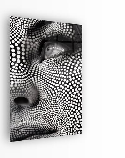 Indoorart - Glasschilderij Dot Art Woman 40x60 CM - Afbeelding op plexiglas - Inclusief montagemateriaal
