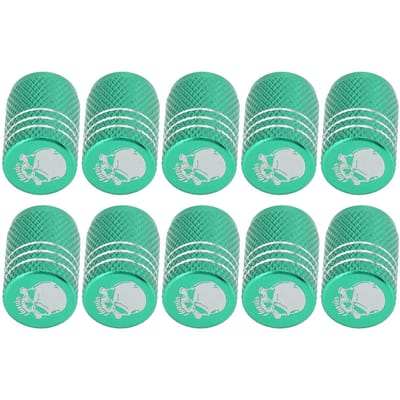 10 Stuks Doodskop Patroon Auto Wiel Band Ventieldopjes Universeel voor Auto's SUV's Fietsen Vrachtwagens groen