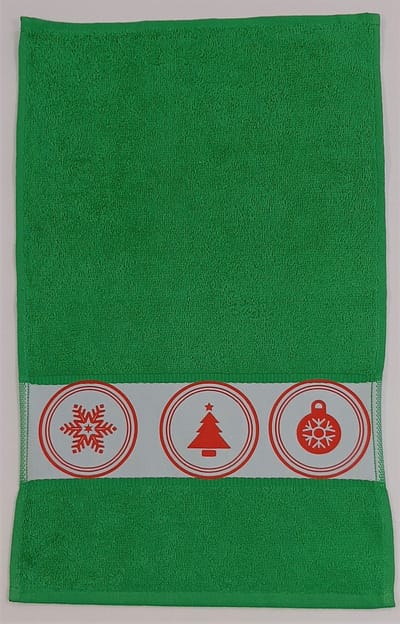 EIZOOK Kerstdagen-Feestdagen-Gasten-Handdoek-30x50-Groen-Sneeuwvlok-Kerstboom-Kerstbal