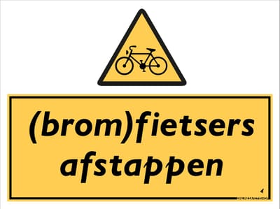 (brom)fietsers afstappen bord - Aluminium - 40 x 30 cm - Weerbestendig