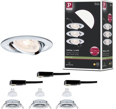 LED-inbouwlamp Nova GU10 Flat draaibaar 3x4,9W 3x550lm 230V 2700K Chroom