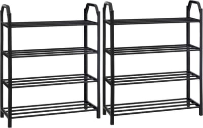 5Five Schoenenrek - 2x - zwart - 8 paar schoenen - 50 x 65 cm - metaal/kunststof - stapelbaar