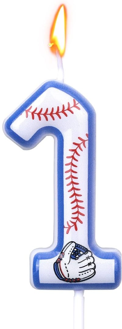 Dailygoods - Honkbal Verjaardagskaarsen, Honkbalthema Taarttopper voor Jongens en Meisjes Nummerkaars voor Sportfeestdecoraties en Benodigdheden (Nummer 1)