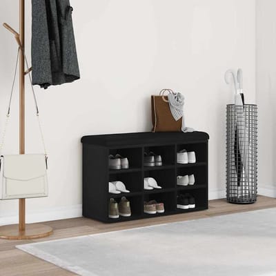 vidaXL - Schoenenbank - Zwart - 82 - x - 32 - x - 50 - cm - Bewerkt - hout