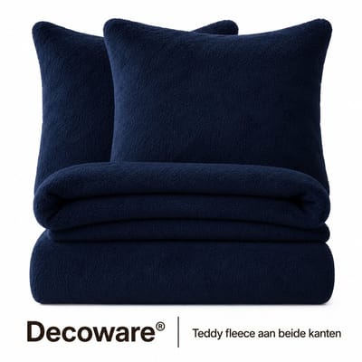 Decoware® teddy fleece dekbedovertrek - Navy - 1-persoons - 140x220 + 1st 60x70cm