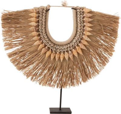J-Line decoratie ketting + staander Dora - hout/zeegrass - beige - small