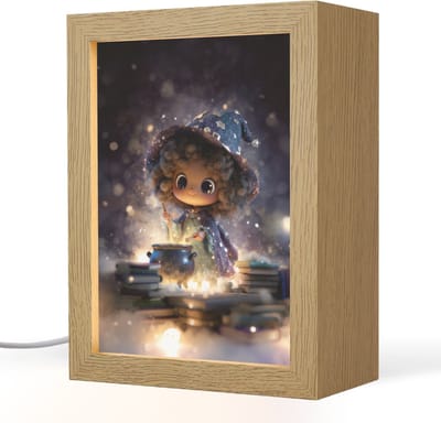 Nachtlampje 15x20 cm - Kinder lampje - Meisje - Toveren - Sterren - Paars - Tafellamp kinderkamer - Slaapkamer lamp - Bedlamp kinderen - Kinderlampje stopcontact - Wandlamp babykamer - Nachtlampjes