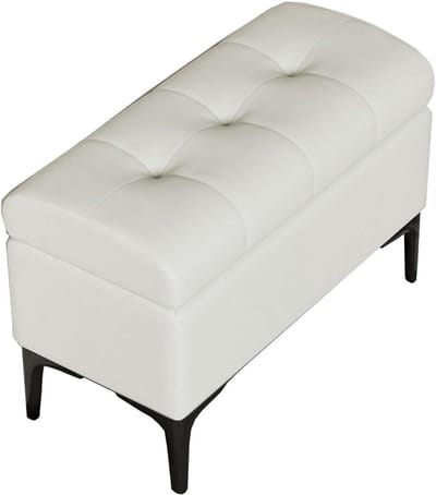 Opbergbankje - Voetenbank met opbergruimte - Woonkamer Organisatie - Stevig metalen frame - 60 cm breed - Beige