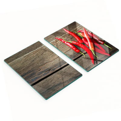 Keukenplanken van gehard glas met chilipeperafbeeldingen, 2x40x52 cm