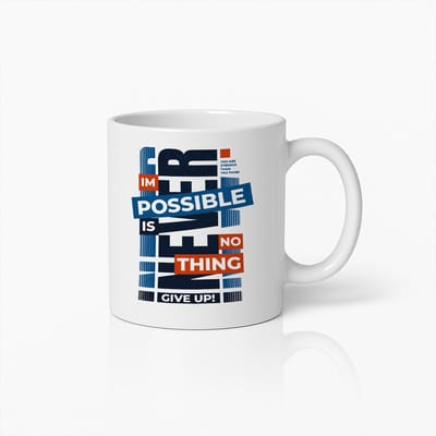 Impossible Is Nothing Koffiemok 330ml – Inspirerende Quote Beker – Positief Motivatie Cadeau voor Werk & Thuis