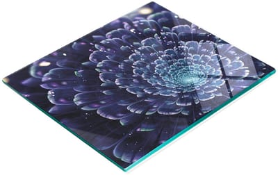 Multifunctionele decoratieve glazen snijplank voor de keuken, fractal bloemmotief, 60x52 cm