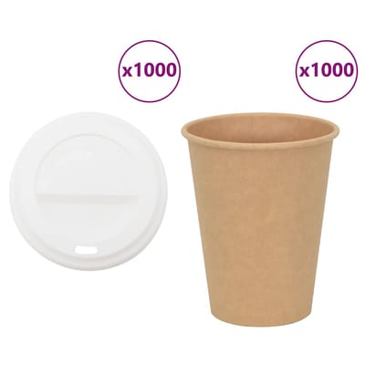 vidaXL - Papieren - koffiekopjes - met - deksel - 1000 - st - 12oz - 300 - ml