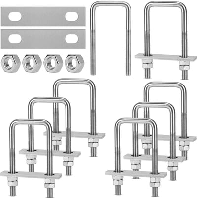 U-beugel M8 vierkante bouten 40 x 100 mm - U-beugel met moeren en plaat - U-schroef schroefdraad roestvrij staal voor buis
