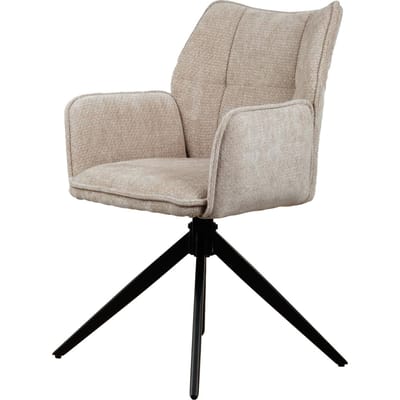 Draaistoelset - Stof - Beige - Zithoogte 47cm x Zitbreedte 41cm - Vintage - Set van 2