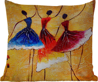Sierkussen Buiten - Schilderij - Vrouwen - Jurk - Olieverf - 60x60 cm - Weerbestendig