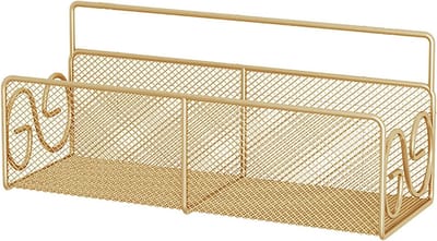 Over het toilet opbergrek, gouden wandgemonteerde badkamer boven de toiletplank, hangende badkamer opbergorganizer toiletplanken voor het organiseren van papieren handdoeken shampoo (S)