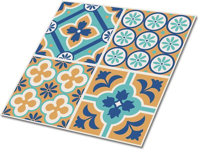 Tulup PVC Tegels - Decoratief Patroon Vinyl Tegels - 30 cm x 30 cm - Veelkleurig Zelfklevende PVC Tegels - Verpakking van 9 stuks - Zelfklevende Vinyl Tegels - Mozaïek Plaktegels - Vinyl Vloer Tegels - Plaktegels keuken en Badkamer