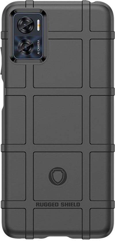 MobyDefend Hoesje - Geschikt voor Motorola Moto E22 / E22i - Rugged Shield TPU Backcover - Zwart