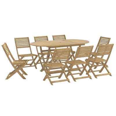 vidaXL - 9-delige - Tuinset - massief - acaciahout