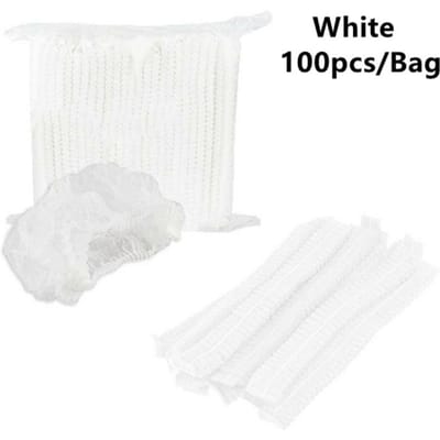 100 stuks haarnetjes van 53 cm (21 inch), wegwerpbaar, elastisch, geschikt voor het bedekken van het hoofd met haarnetje, voor schoonheidssalon, keuken, horeca en badkamer. wit
