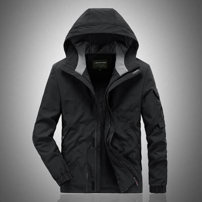 Heren Hoodie Rechte Zoom Effen Kleur Opstaande Kraag Winter Zwart Zijnaad Zak Casual Jeugd Rits Katoenen Jas XL black