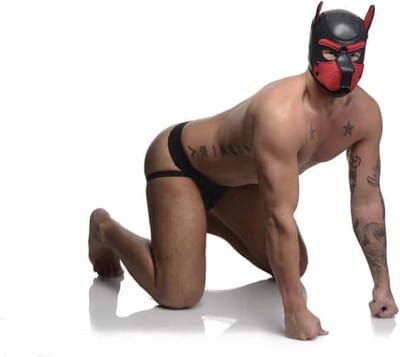 Neoprene Puppy Hood - Black and Red