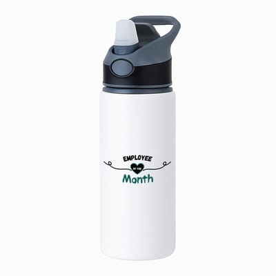 Hacebo® - employee of the month waterfles met rietje zwart - Collega - werknemers - werknemer van de maand - collega's - verjaardag - geschenk - kado - bedankje - water fles - 650ML