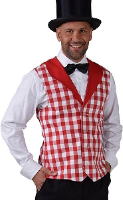 Brabant Gilet rood/wit geblokt heren - Maat XL/XXL