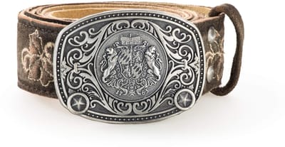 Dailygoods - Leren Klederdrachtriem voor Heren met Borduurwerk - Lederhose Riem