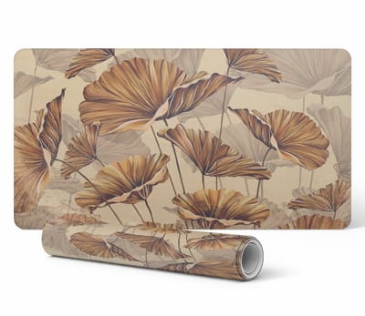 Antislip beschermmat voor op het bureau met sepia bloemenpatroon 90x45 cm