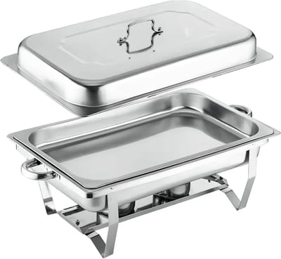 Chafing Dish Buffet Set - Warmhoudbak Buffet - Eten Warm Houden - Opvouwbaar Frame - 11 Liter - Zilver