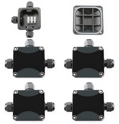 4 Stuks IP66 Waterdichte Aftakdoos voor Buiten - 3-Weg Kabelstekker en Kabelverbinder