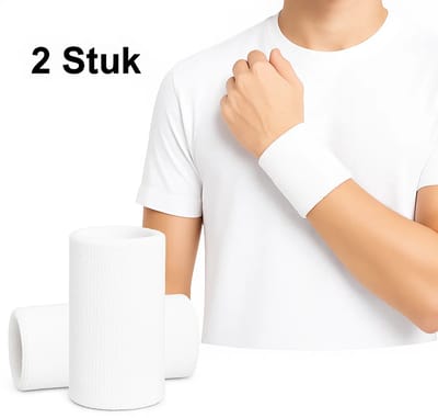 Polsbandjes Set I Zweetband I Zweetbandjes I Pols I Sportbandjes I 2 stuk I 8 x 10 CM I Wit