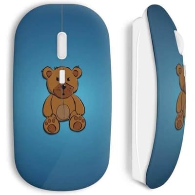 Souris sans fil - Petit Ourson - Bleu - USB - Compatible Mac et PC - WiFi