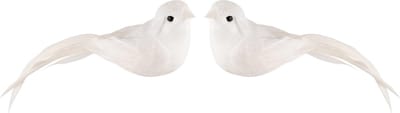 Dekoratief | Clip m/vogeltje, wit, PVC, 14x4x5cm, set van 2 stuks | A240189