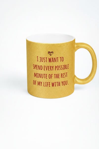 Gouden Glitter Mok met Romantische Liefdesquote - Cadeau voor Jouw Geliefde