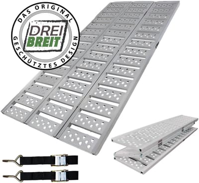 DREIBREIT by TRUTZHOLM 2-voudige opvouwbare oprijplaat 215cm 1020kg aluminium geperforeerde laadbrug