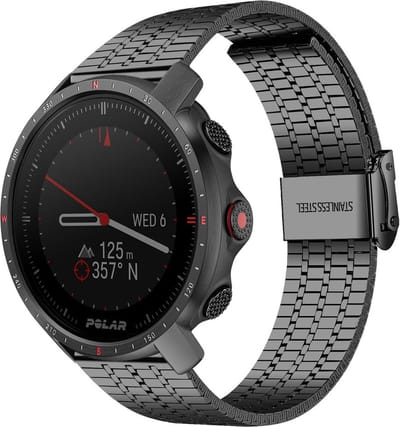 Strap-it Luxe stalen RVS bandje - geschikt voor Polar Grit X / Grit X Pro / Vantage M / M2 / M3 / V3 - zwart