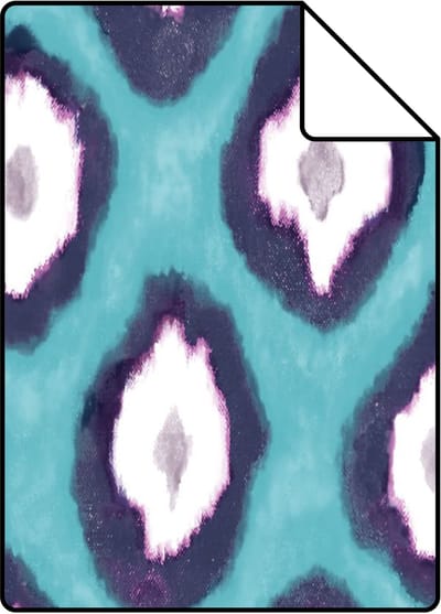 Proefstaal Origin Wallcoverings behang ikat motief turquoise - 26,5 x 21 cm - 346917-S