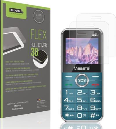 dipos FLEX – 2x Matte Screenprotector geschikt voor Masstel Fami 50 4G | Volledige Schermbescherming | Case-Friendly