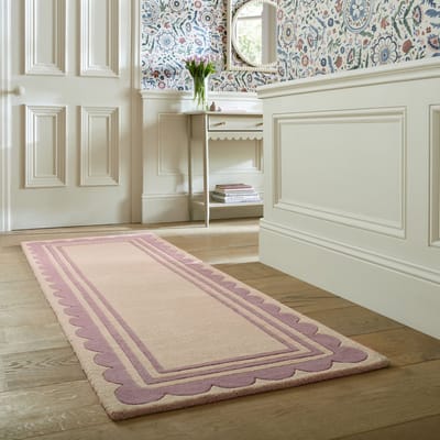 Flycarpets Loper - Laagpolig vloerkleed Lois - 100% Wol - Paars 80 x 230 cm