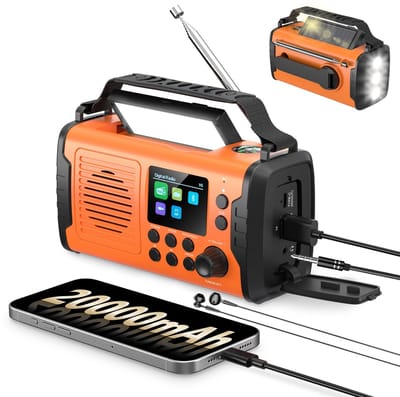 Unyqoos® Multifunctionele noodradio met DAB en zonne-energie voor buitenactiviteiten