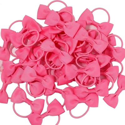 Felroze haar elastiekjes set – strik haarbandjes – meisjes dames – 20 stuks – elastische haar elastiek met strik – ribstof strikjes set