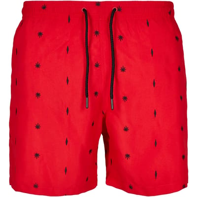 Urban Classics - Embroidery Zwemshorts - S - Rood
