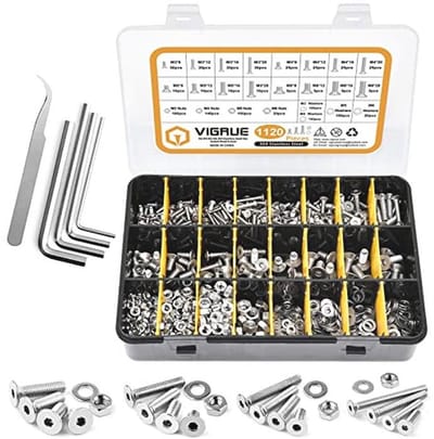 1120 Stuks Roestvrij Stalen Schroeven Set M3 M4 M5 M6 - Verzonken Kop Binnenzeskant Schroeven Assortiment