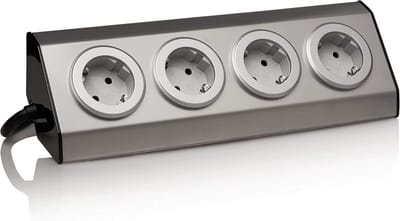 Roestvrijstalen hoekstekkerdoos met USB - Ideaal voor keuken en kantoor | Stekkerstrip met 45° opbouwmontage